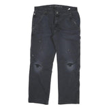 DICKIES Mens Cotton Blend Black Regular Straight Trousers W34 L27 Workwear Zip