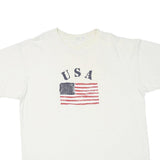 PRO SPORT Mens White USA Flag Graphic T-Shirt L Short Sleeve Crew Neck Cotton