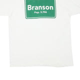 Mens White Branson Effect Graphic T-Shirt XL Short Sleeve Crew Neck Casual