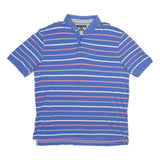 TOMMY HILFIGER Mens Blue & Pink Striped Short Sleeve Polo Shirt XL Classic Fit