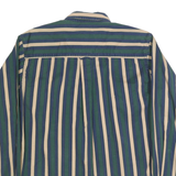 GULF TRADERS Mens Blue Green & Beige Stripe Shirt M Button Down Cotton