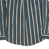 GULF TRADERS Mens Blue Green & Beige Stripe Shirt M Button Down Cotton