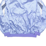 OVATION Mens Blue Nylon Bomber L Shiny Light Purple Collar Patterned Jacket Zip