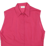 SOMMERMAN Womens Pink Sleeveless Shirt Round Neck Plain UK 14 Cotton Blend Top