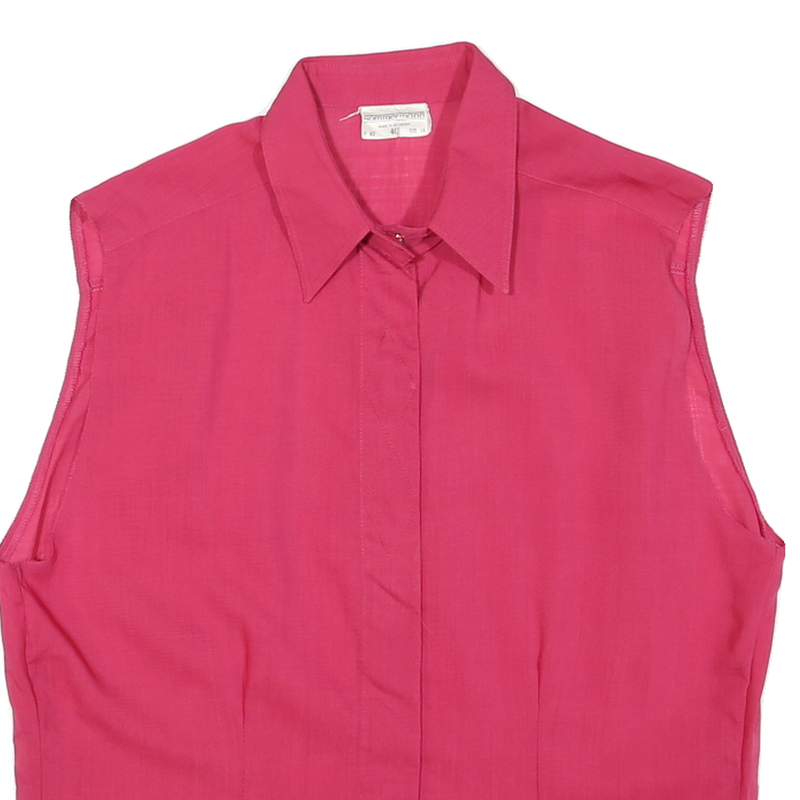 SOMMERMAN Womens Pink Sleeveless Shirt Round Neck Plain UK 14 Cotton Blend Top
