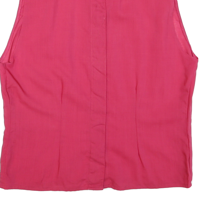 SOMMERMAN Womens Pink Sleeveless Shirt Round Neck Plain UK 14 Cotton Blend Top