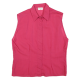 SOMMERMAN Womens Pink Sleeveless Shirt Round Neck Plain UK 14 Cotton Blend Top