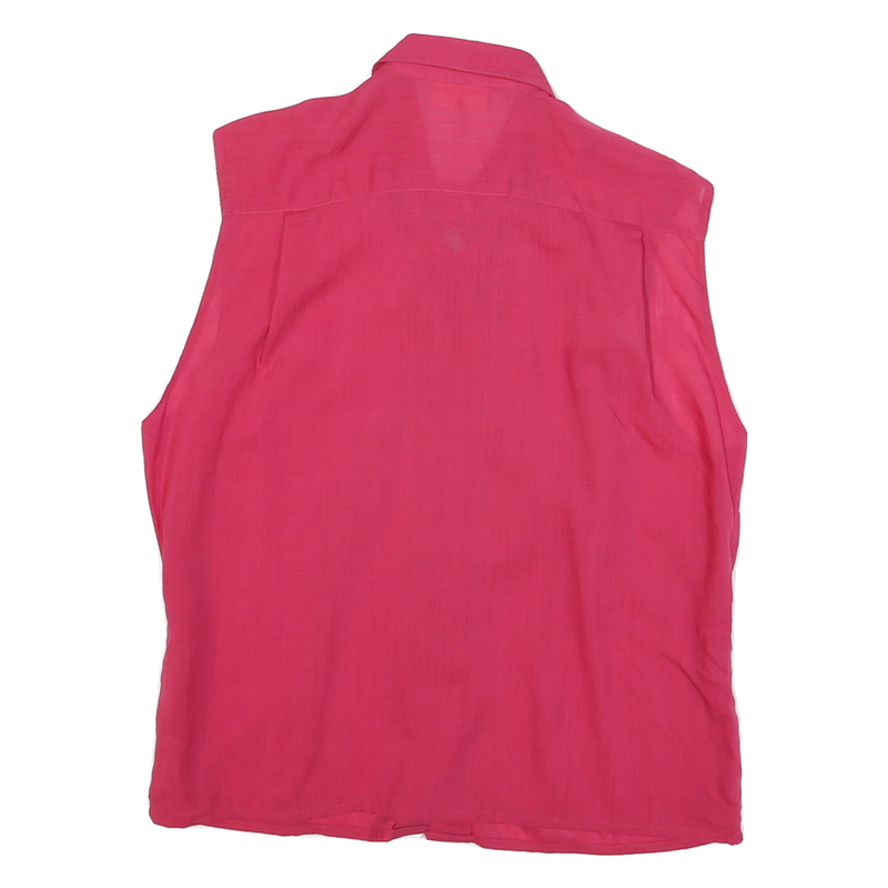 SOMMERMAN Womens Pink Sleeveless Shirt Round Neck Plain UK 14 Cotton Blend Top