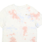 CHAMPION Mens White & Pink Tie Dye T-Shirt L Short Sleeve Crew Neck Casual