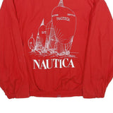 NAUTICA Mens Red & Navy Cotton Zip Jacket L Lightweight Sailing Graphic