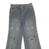 Womens Relaxed Blue Denim Jeans W29 L27 Zip Patchwork Relaxed Fit Casual