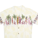 PALMWAVE Mens Cream & Multi Surfboard Print Rayon Shirt M Hawaiian Casual Summer