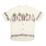 PALMWAVE Mens Cream & Multi Surfboard Print Rayon Shirt M Hawaiian Casual Summer