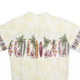 PALMWAVE Mens Cream & Multi Surfboard Print Rayon Shirt M Hawaiian Casual Summer