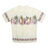 PALMWAVE Mens Cream & Multi Surfboard Print Rayon Shirt M Hawaiian Casual Summer