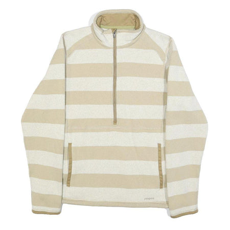 PATAGONIA Womens Beige & Cream Striped Plain Half Zip Pullover Regular Fit M