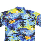 Mens Blue Hawaiian Shirt L Cotton Blend Vacation Beach Tropical Print