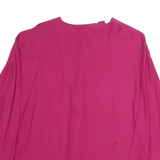 KIKIT Womens Pink Silk Button Shirt Long Sleeve Crew Neck Ruffle Cuffs M