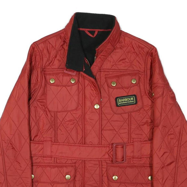 BARBOUR INTERNATIONAL Womens Red Quilted Button Jacket 2XL Polyester Blend