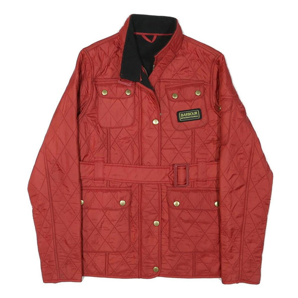 BARBOUR INTERNATIONAL Womens Red Quilted Button Jacket 2XL Polyester Blend