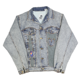SKYDIVER Womens Blue Denim Button Jacket M Cotton Acid Wash Stylish