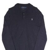 POLO RALPH LAUREN Mens Navy Blue Patterned Polo Neck Jumper Basic Knit S Stripe