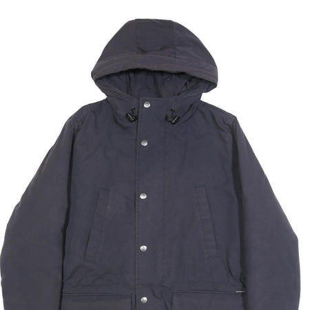 CARHARTT WIP Mens Navy Blue Hooded Cotton Blend Jacket S Zip Casual Outerwear