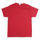 HANES Mens Red T-Shirt M Short Sleeve Crew Neck Plain Cotton Classic Casual