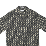 PIERRE CARDIN Mens Black & Cream Patterned Shirt M Summer Casual Cotton Blend
