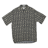 PIERRE CARDIN Mens Black & Cream Patterned Shirt M Summer Casual Cotton Blend