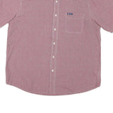 CHAPS Mens Red & White Check Shirt XL Cotton Blend Button-Down Collar Short
