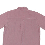 CHAPS Mens Red & White Check Shirt XL Cotton Blend Button-Down Collar Short