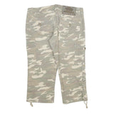 REFLET Womens Cotton Blend Green & Cream Striped Regular Fit Cargo Trousers W32