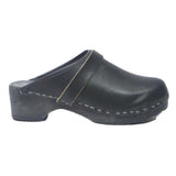 Womens Black Leather Slip On Clog Mule UK 4 Comfortable Stylish Footwear