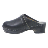 Womens Black Leather Slip On Clog Mule UK 4 Comfortable Stylish Footwear