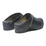 Womens Black Leather Slip On Clog Mule UK 4 Comfortable Stylish Footwear