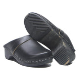 Womens Black Leather Slip On Clog Mule UK 4 Comfortable Stylish Footwear