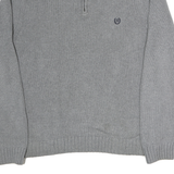 CHAPS Mens Grey Pullover Plain 1/4 Zip Basic Knit L Cotton Jumper Casual