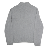 CHAPS Mens Grey Pullover Plain 1/4 Zip Basic Knit L Cotton Jumper Casual