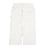 DICKIES Mens White Regular Fit Straight Cotton Blend Jeans W28 L28 Workwear Zip