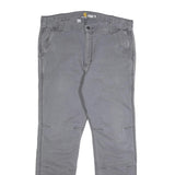 CARHARTT Mens Cotton Blend Grey Regular Straight Fit Trousers W36 L32 Workwear