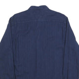 TOMMY HILFIGER Mens Blue Shirt M Button Down Cotton Blend Classic Fit Long