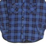 WORK CENTRE Mens Blue & Navy Check Shirt M Long Sleeve Button Pocket Casual