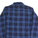 WORK CENTRE Mens Blue & Navy Check Shirt M Long Sleeve Button Pocket Casual