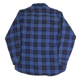 WORK CENTRE Mens Blue & Navy Check Shirt M Long Sleeve Button Pocket Casual