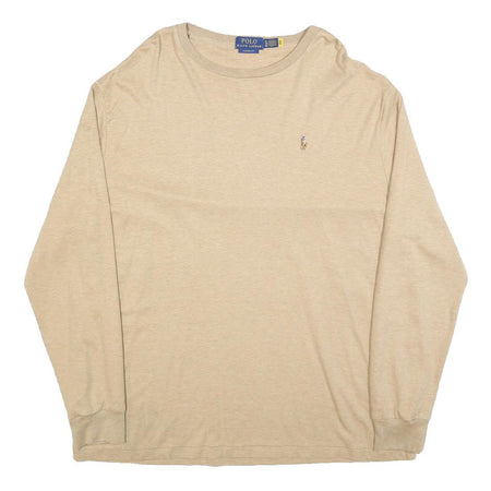 POLO RALPH LAUREN Mens Beige Long Sleeve Crew Neck T-Shirt XL Cotton Blend