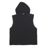 TOMMY HILFIGER Mens Black & Grey Hooded Jacket L Polyester Blend Zip Casual