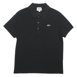 LACOSTE Mens Black Short Sleeve Polo Shirt S Cotton Blend Classic Fit