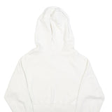 GUESS Womens White Cropped Hoodie L Cotton Blend Casual Streetwear