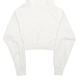 GUESS Womens White Cropped Hoodie L Cotton Blend Casual Streetwear